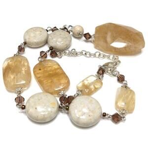 Premier Designs Glass Faux Stone Necklace, Topaz Crystal Rhinestones, 18 Inches